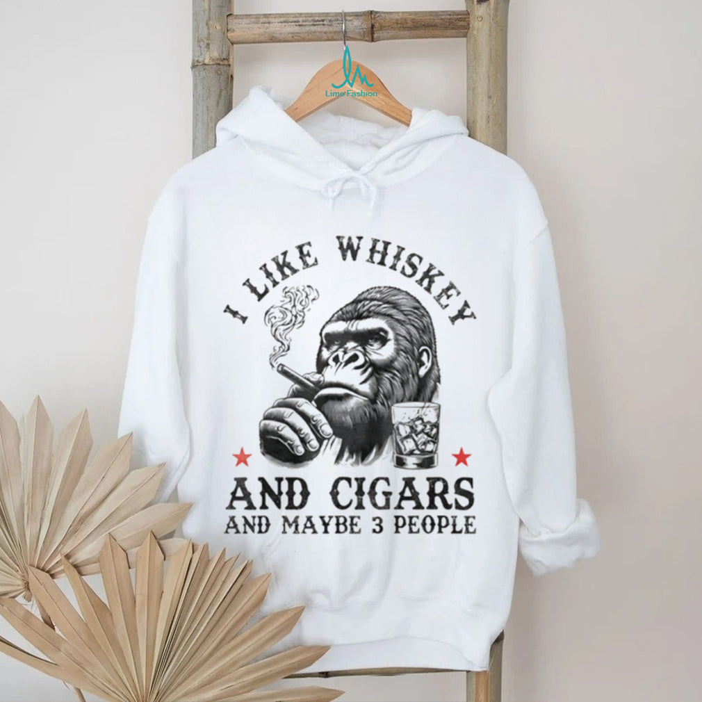 Gorilla I Like Whiskey And Cigars And Maybe 3 People Retro Graphic T Shirt