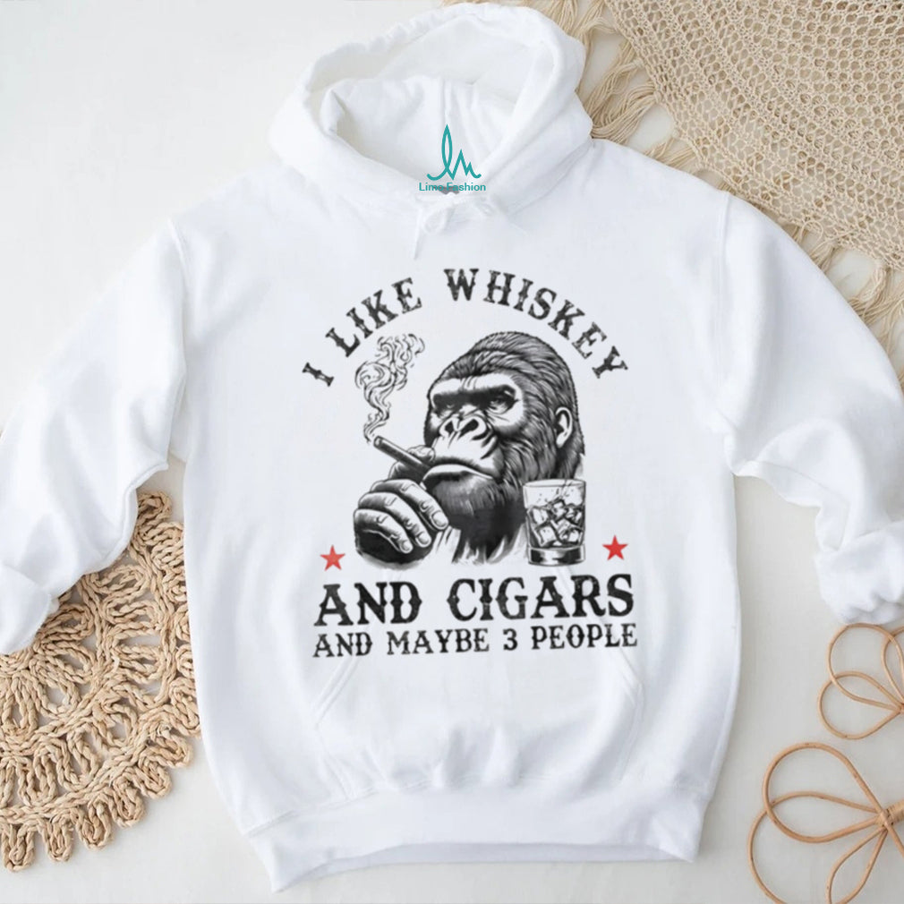 Gorilla I Like Whiskey And Cigars And Maybe 3 People Retro Graphic T Shirt