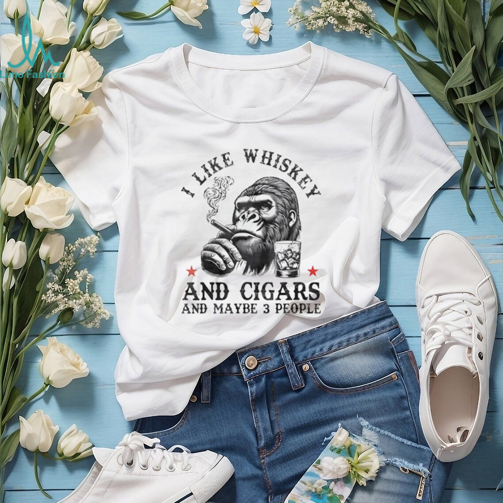 Gorilla I Like Whiskey And Cigars And Maybe 3 People Retro Graphic T Shirt