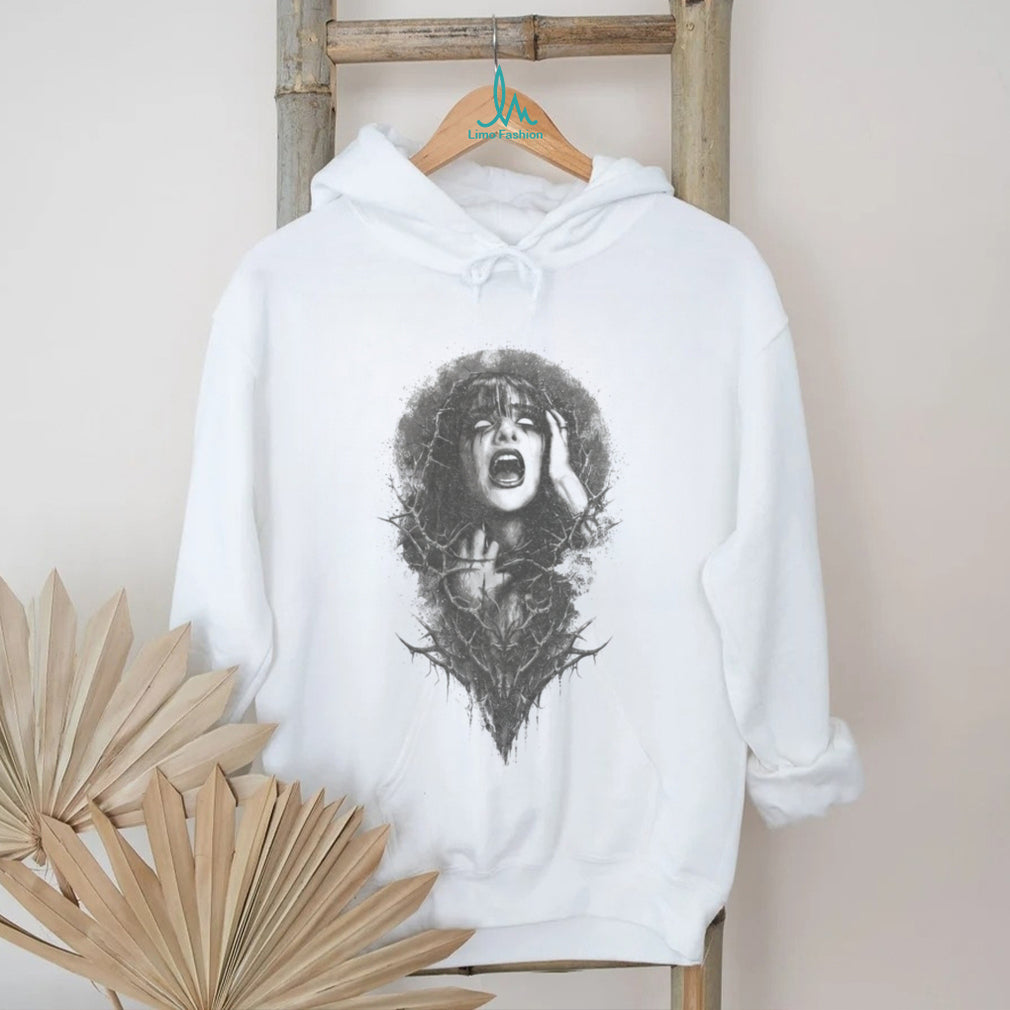 Gothic Horror Screaming Woman Thorn Crown Dark Art T Shirt