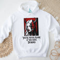 Gothic Split Face Demon Girl Never Alone Horror Shirt