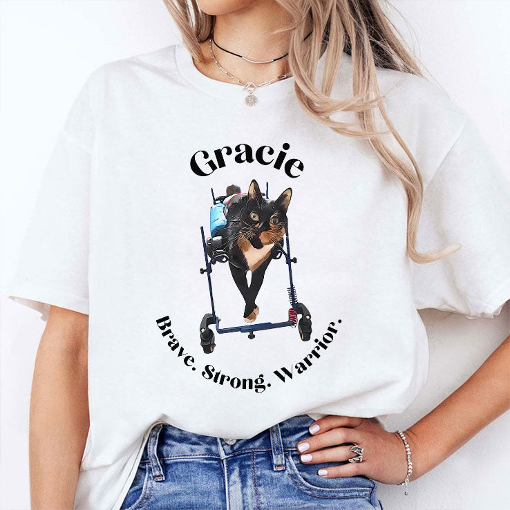 Gracie Cat Brave Strong Warrior T Shirt
