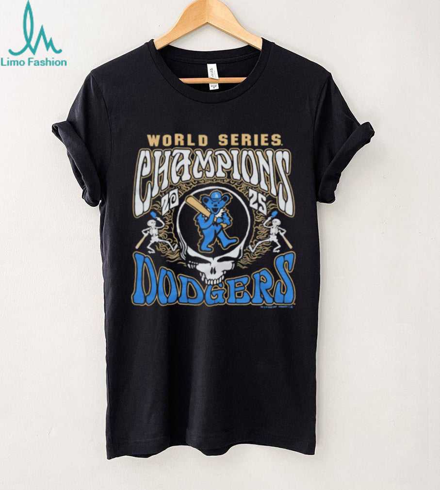 Grateful Dead x LA Dodgers 2025 World Series Champions Steal Your Face Black T shirt