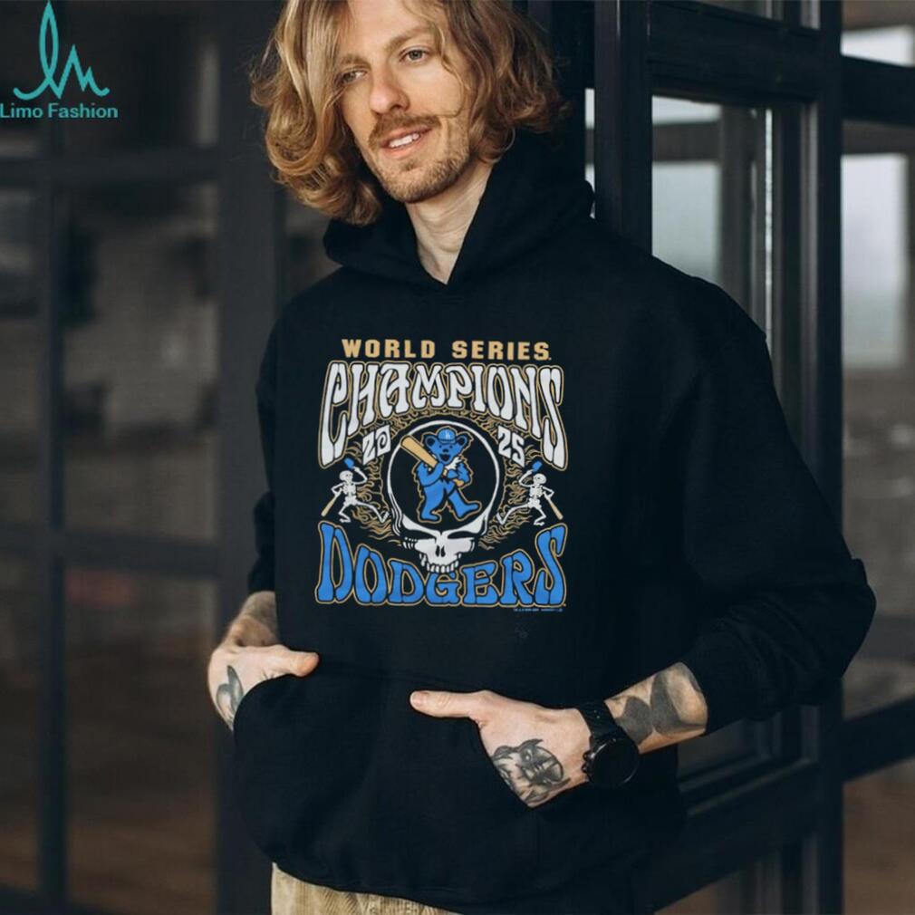 Grateful Dead x LA Dodgers 2025 World Series Champions Steal Your Face Black T shirt