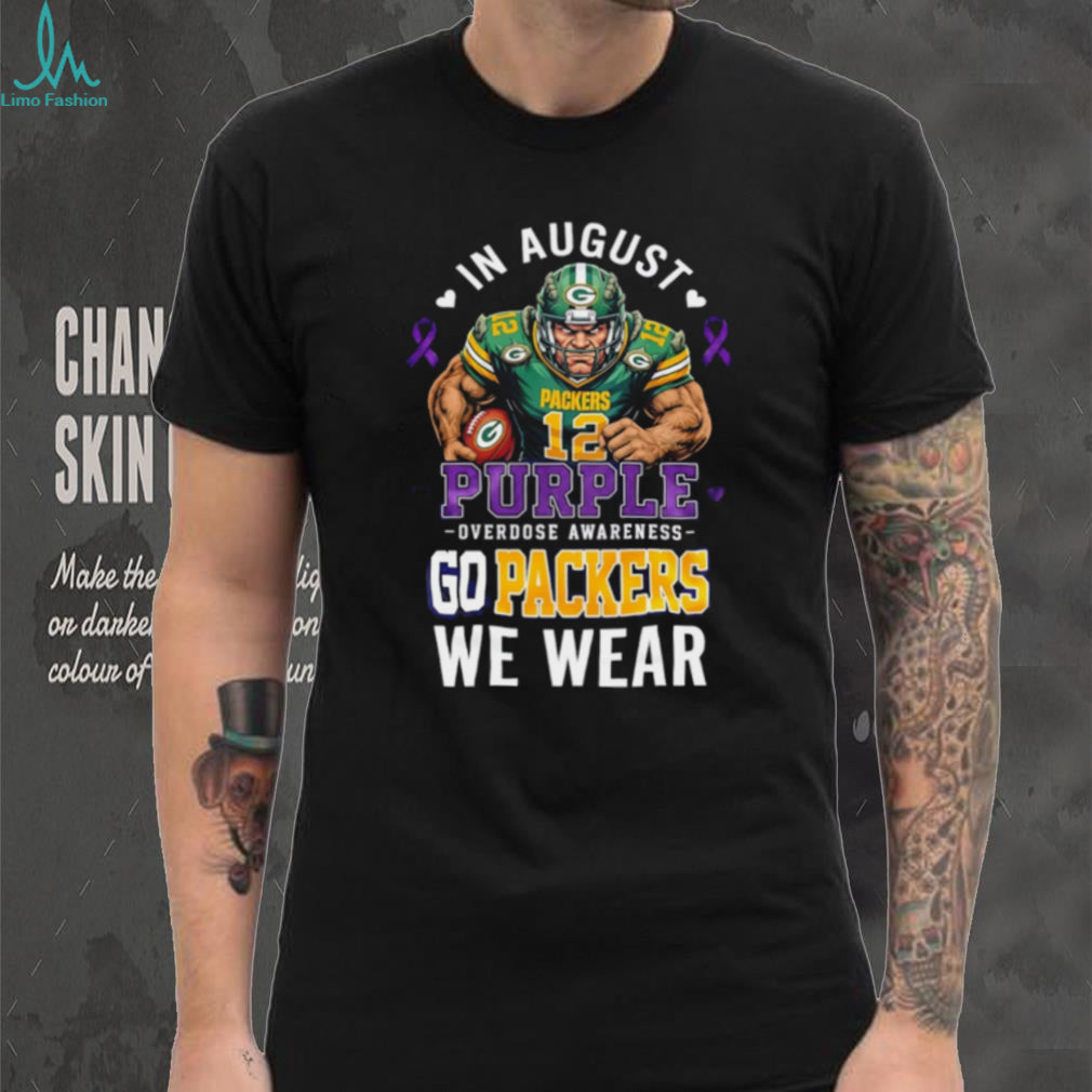 Green Bay Packers In August We Wear Purple Overdose Awareness shirt
