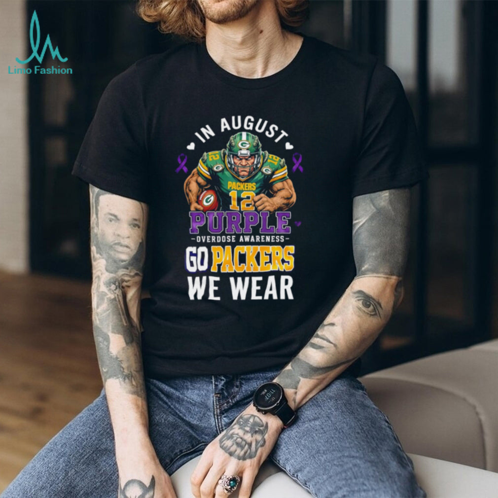 Green Bay Packers In August We Wear Purple Overdose Awareness shirt