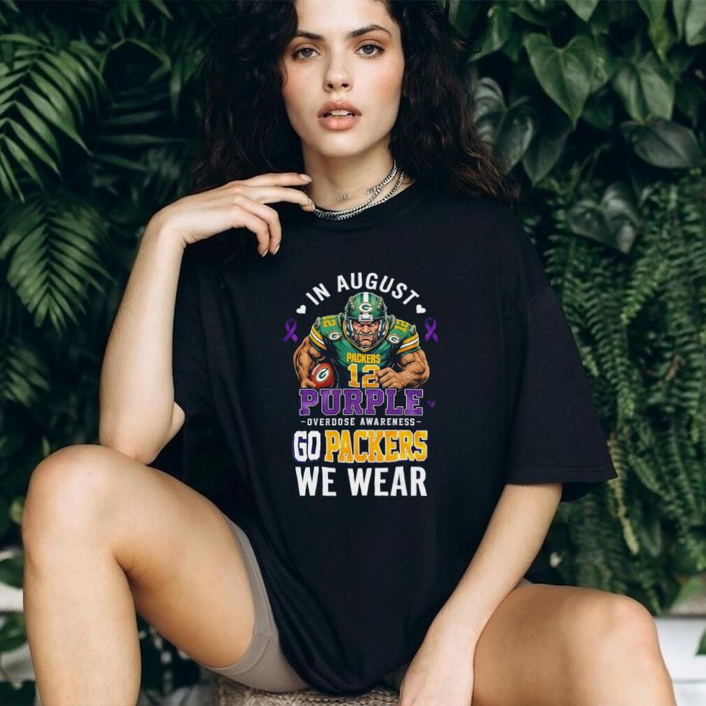 Green Bay Packers In August We Wear Purple Overdose Awareness shirt
