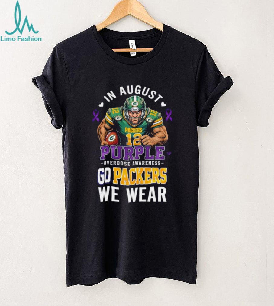 Green Bay Packers In August We Wear Purple Overdose Awareness shirt
