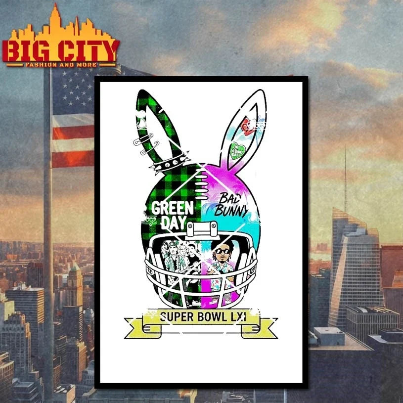 Green Day x Bad Bunny Helmet Design
