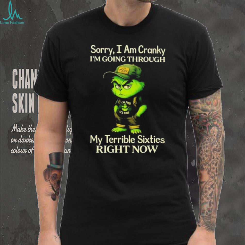 Grinch sorry I am cranky I’m going through my terrible sixties right now shirt