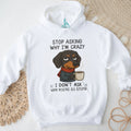 Grumpy Coffee Dachshund T Shirt “Stop Asking Why I’m Crazy” Sarcastic Dog T Shirt