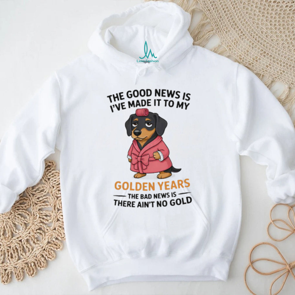Grumpy Dachshund Golden Years T Shirt Funny Retired Wiener Dog in Robe Apparel