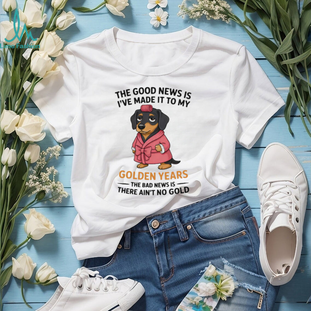 Grumpy Dachshund Golden Years T Shirt Funny Retired Wiener Dog in Robe Apparel