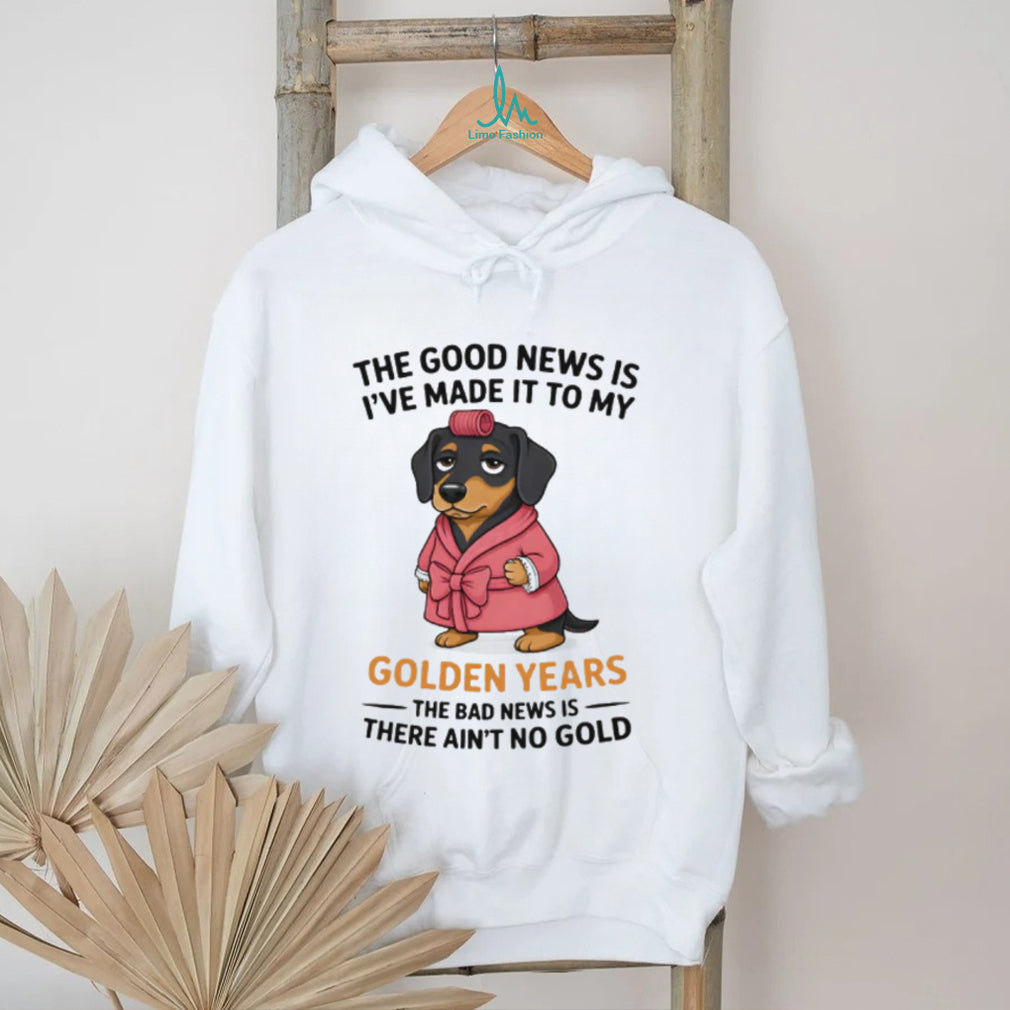 Grumpy Dachshund Golden Years T Shirt Funny Retired Wiener Dog in Robe Apparel