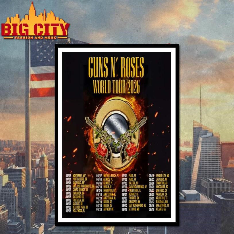 Guns N’ Roses World Tour 2026 Poster Shirt