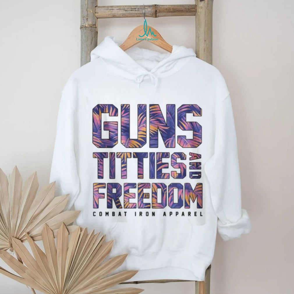 Guns Titties and Freedom Floral Tropical Print Patriotic Shirt
