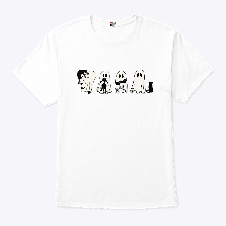 Halloween Black Cat And Ghost Shirt