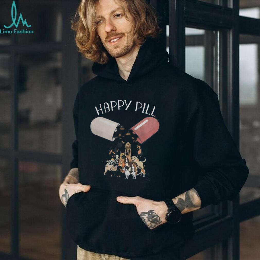 Happy Pill Puppy Dog Breeds Capsule Fun Pet Lover Graphic Shirt