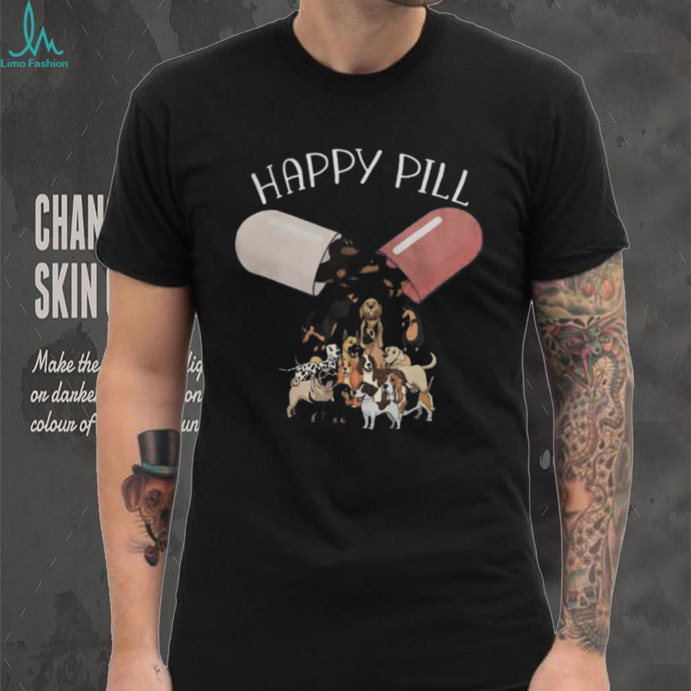 Happy Pill Puppy Dog Breeds Capsule Fun Pet Lover Graphic Shirt