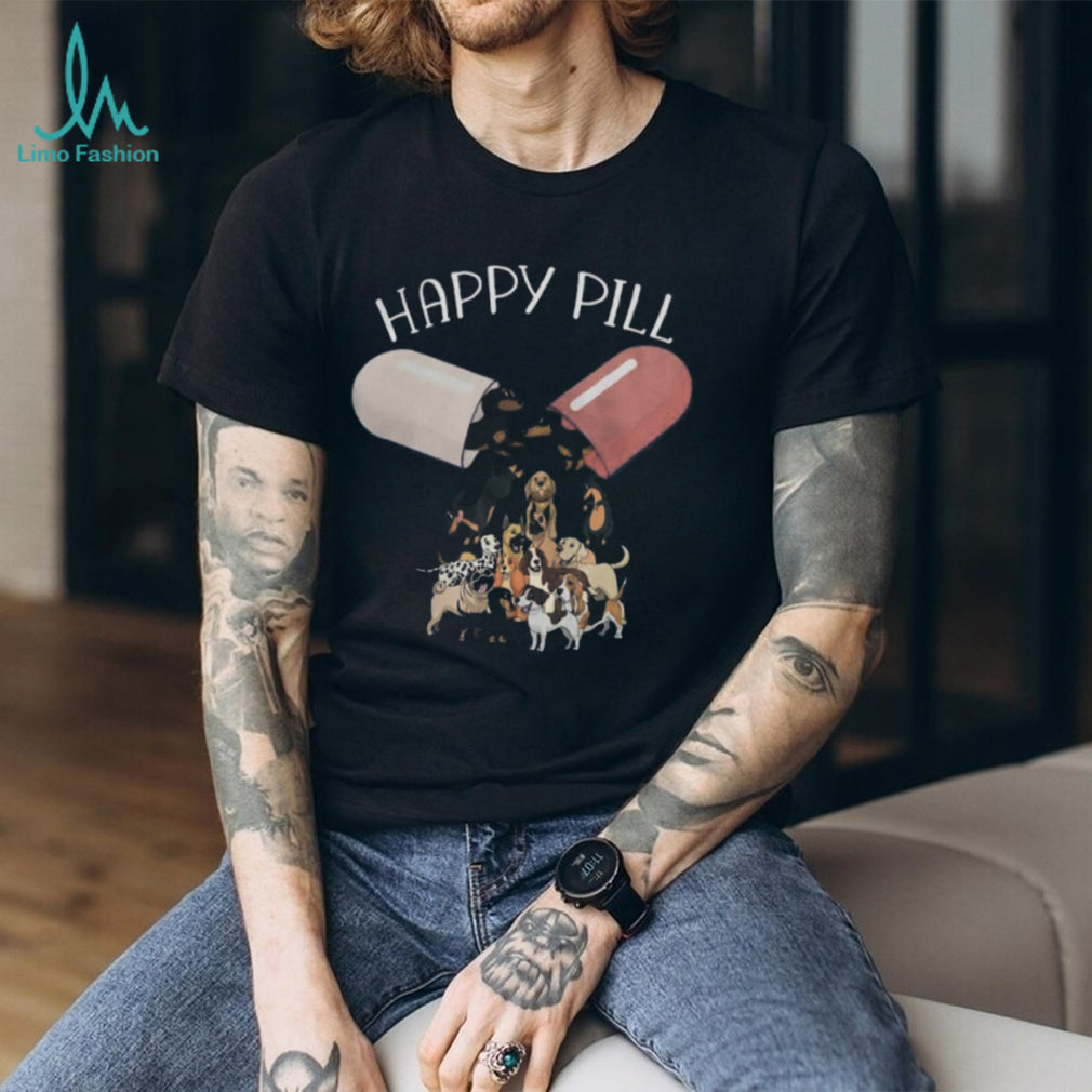 Happy Pill Puppy Dog Breeds Capsule Fun Pet Lover Graphic Shirt