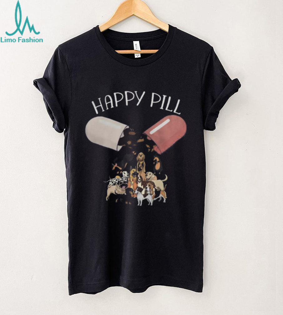 Happy Pill Puppy Dog Breeds Capsule Fun Pet Lover Graphic Shirt