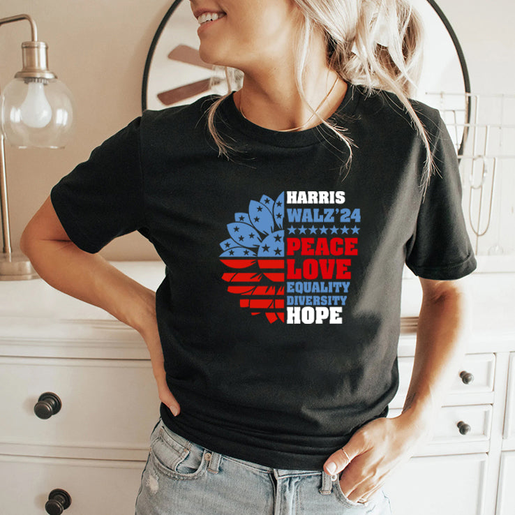 Harris Walz 2024 Peace Love Equality Diversity Hope LGBT Shirt