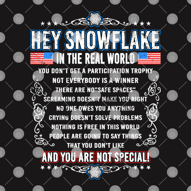 Hey Snowflake In The Real World You Don’t Get A Participation Trophy And You Are Not Special Shirt