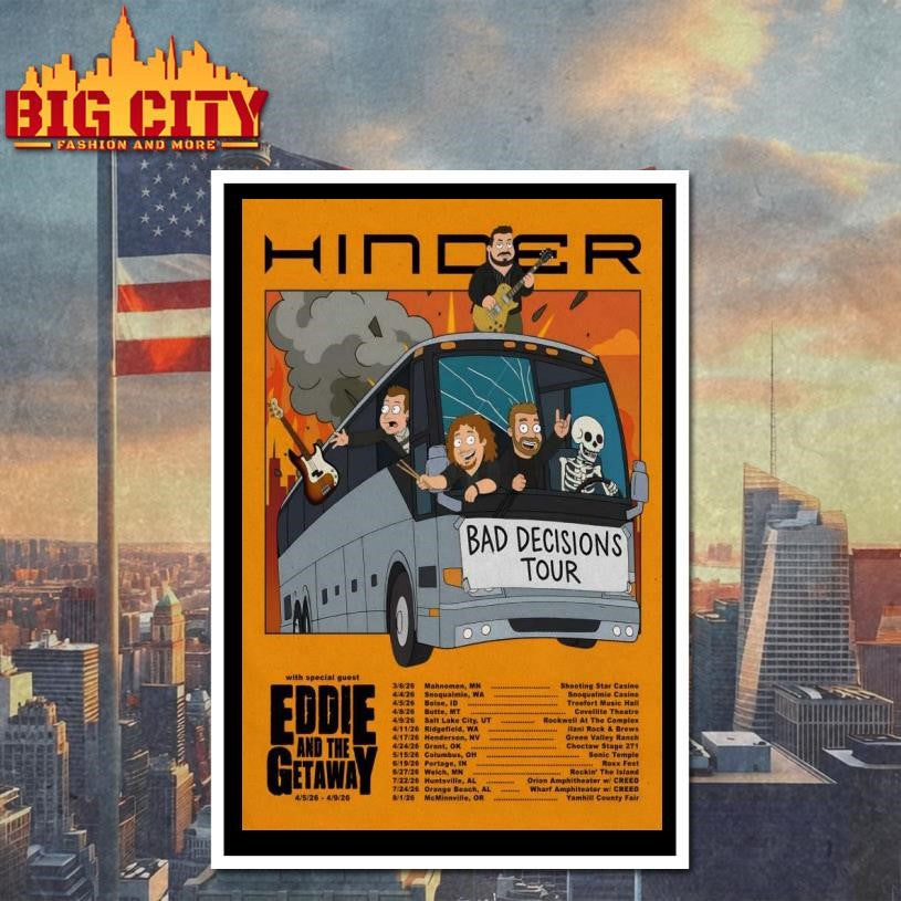Hinder Bad Decisions 2026 Shows Poster Shirt
