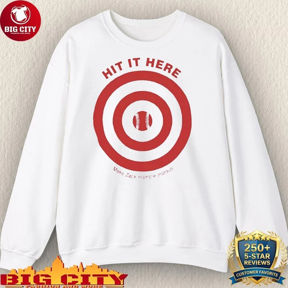 Hit It Here Target Baseball make Zack Hample jetour shirt