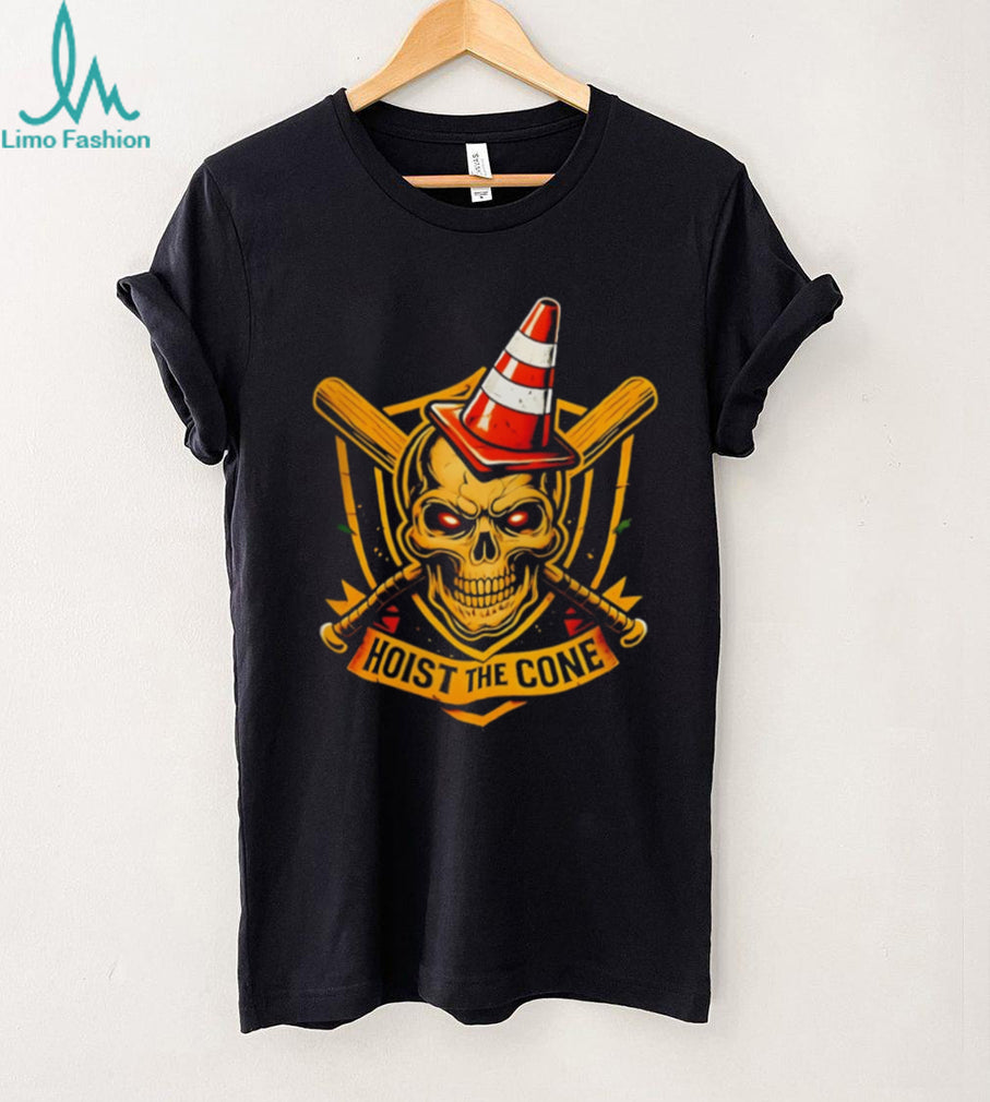 Hoist The Cone Skull and Crossbats Baseball Mascot Graphic T Shirt