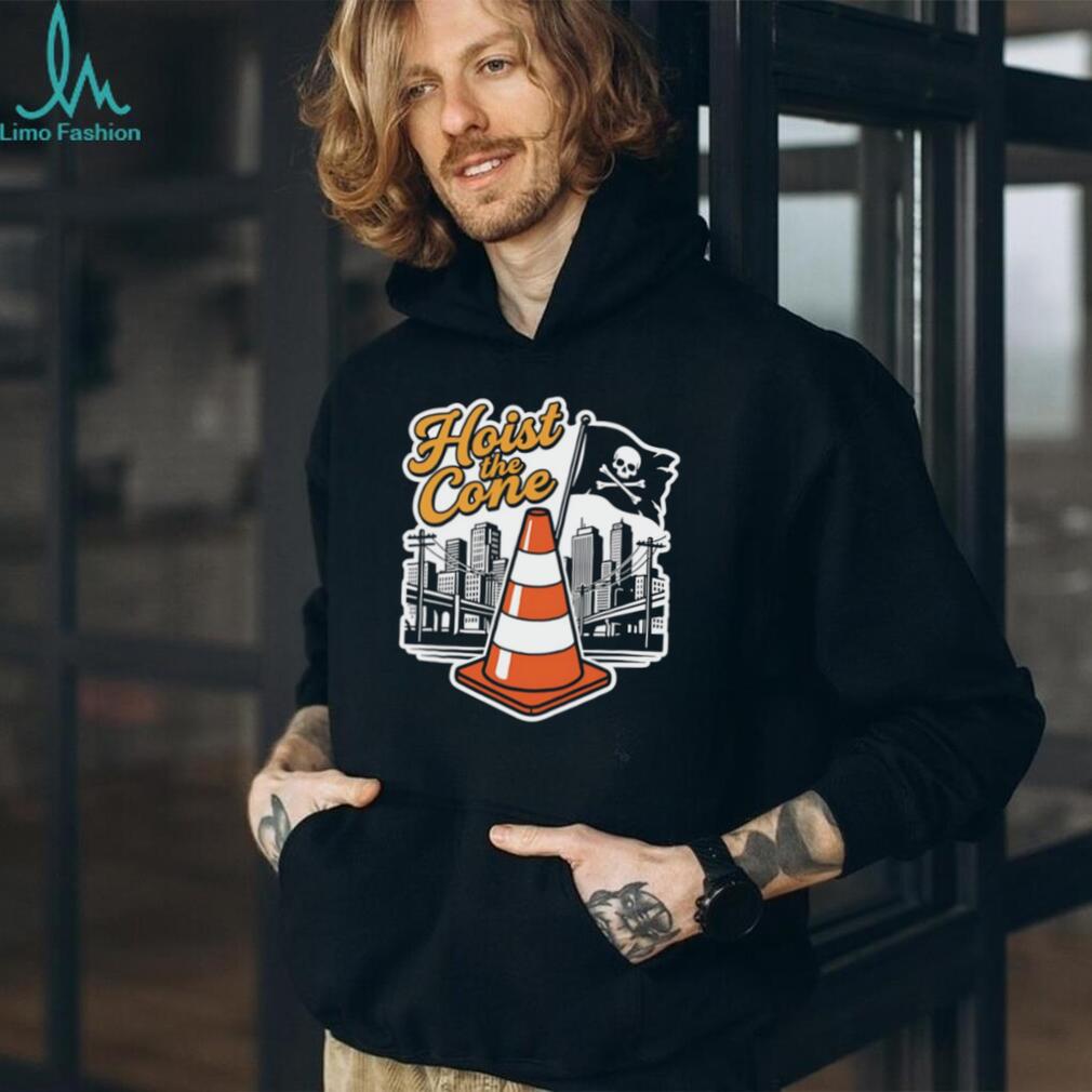 Hoist The Cone Traffic Cone Pirate Skull Cityscape T Shirt