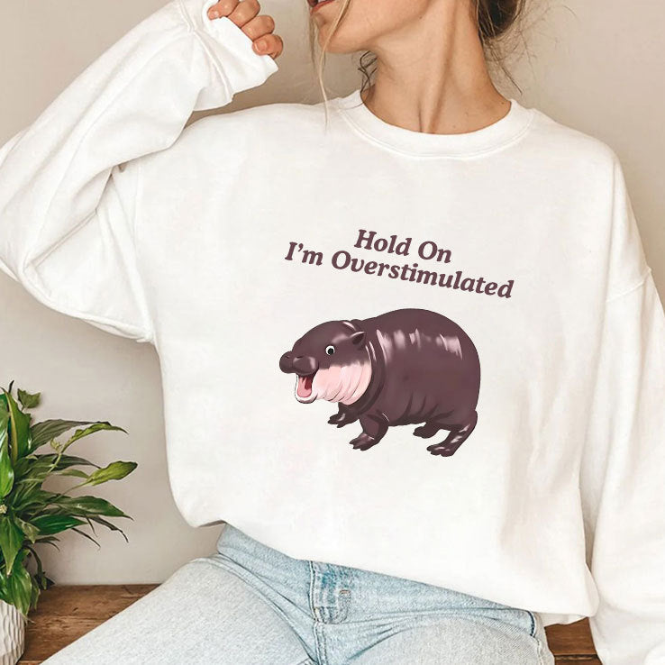 Hold On Partner I’m Overstimulated Moo Deng Shirt