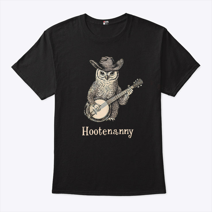 Hootenanny Owl Playing Banjo Shirt