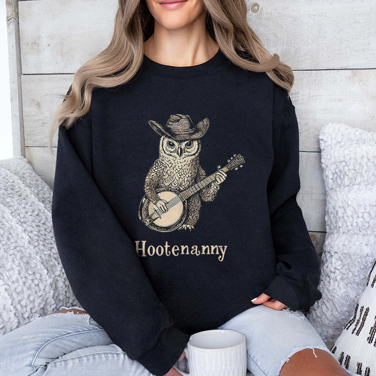 Hootenanny Owl Playing Banjo Shirt