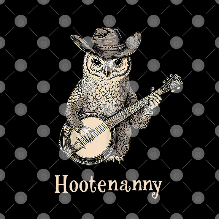 Hootenanny Owl Playing Banjo Shirt