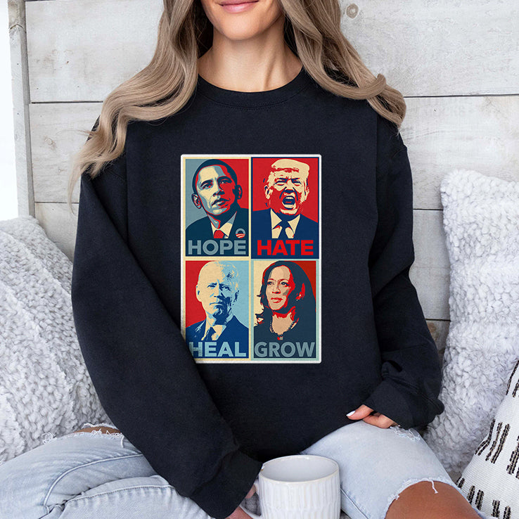 Hope Hate Heal Grow Obama Trump Biden And Harris Shirt