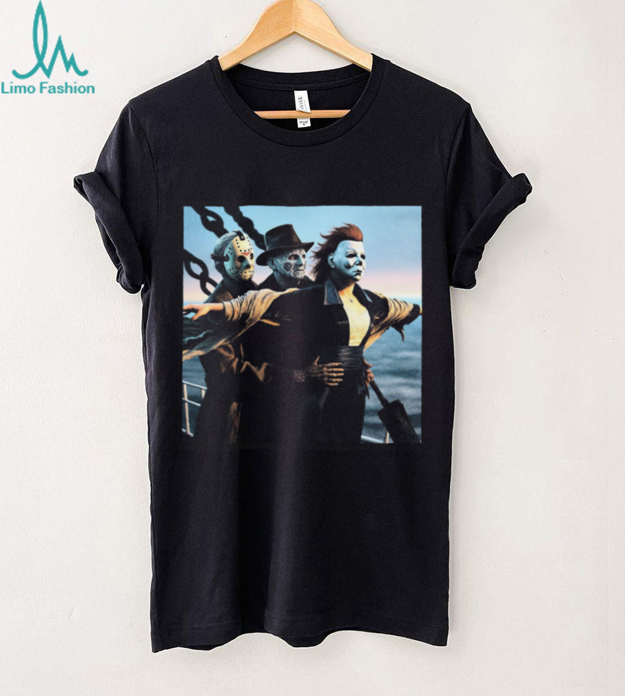 Horror Icons Titanic Parody Jason Michael Freddy T Shirt