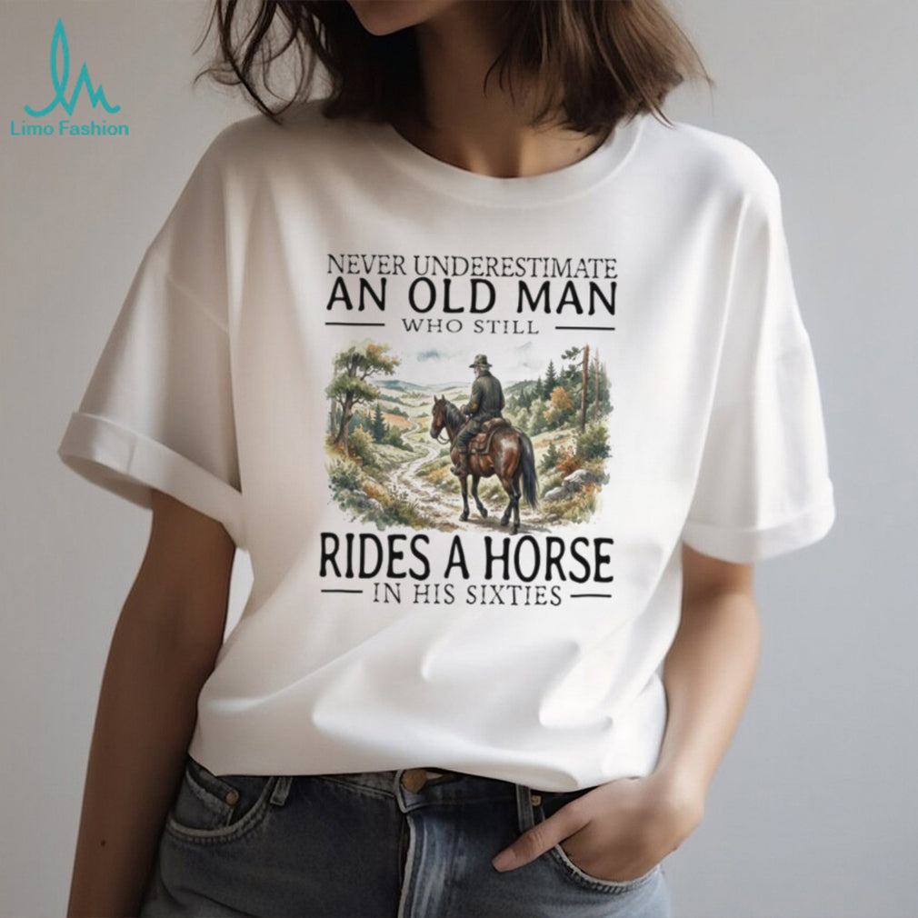 Horse Riding Old Man in His Sixties Cowboy Graphic T Shirt
