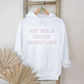 girls watch wrestling simple text shirt