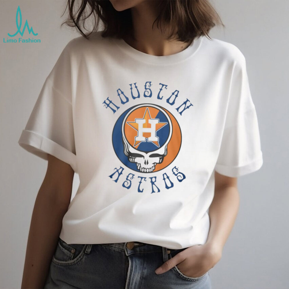 Houston Astros Grateful Dead Steal Your Face Mashup White T Shirt