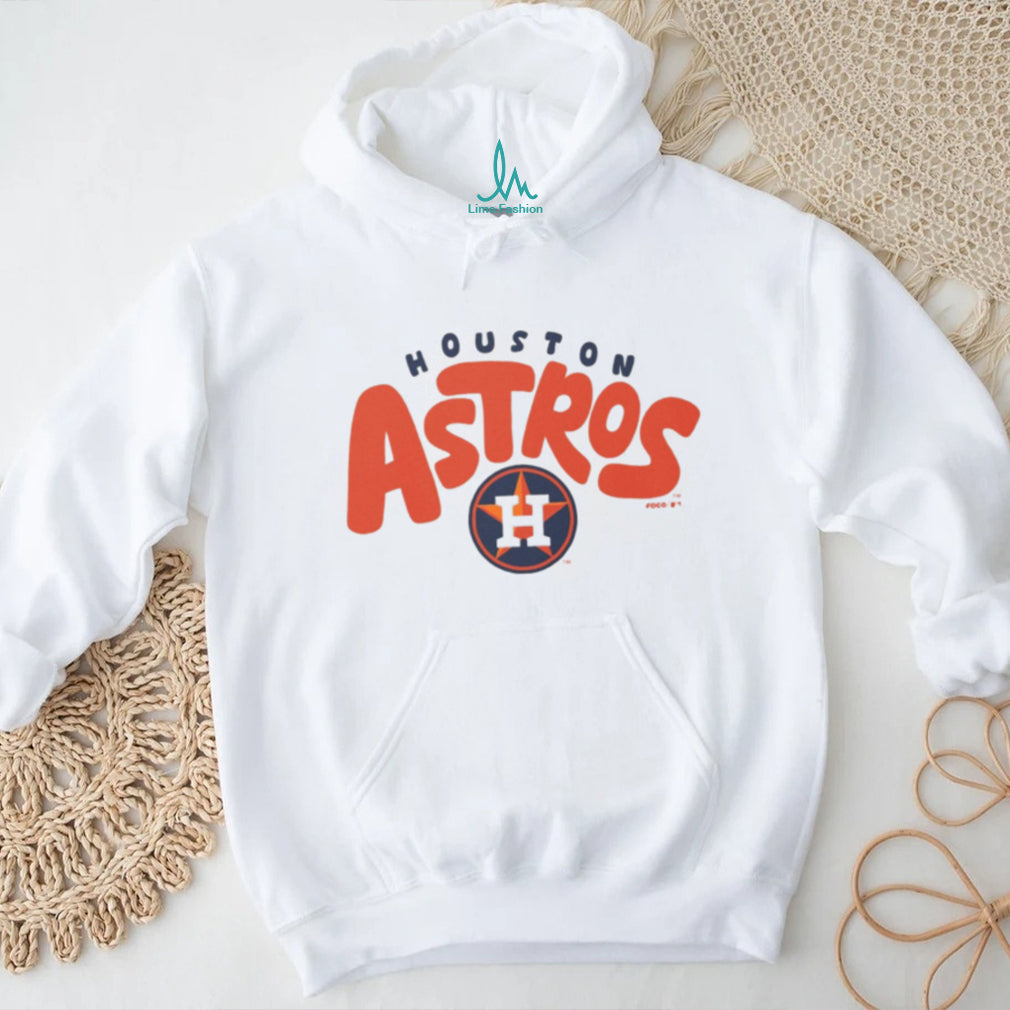 Houston Astros Oatmeal Heather Retro Wordmark Crewneck T shirt