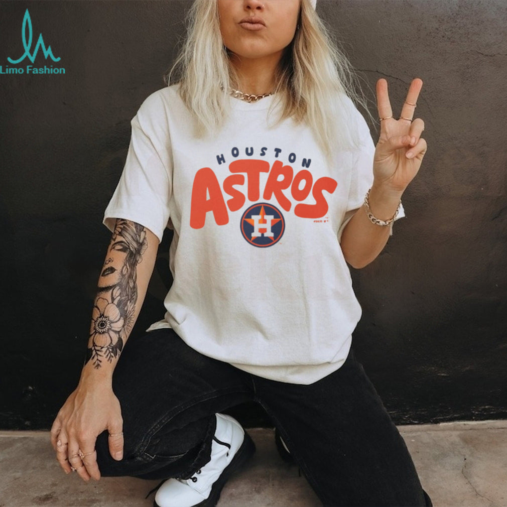 Houston Astros Oatmeal Heather Retro Wordmark Crewneck T shirt