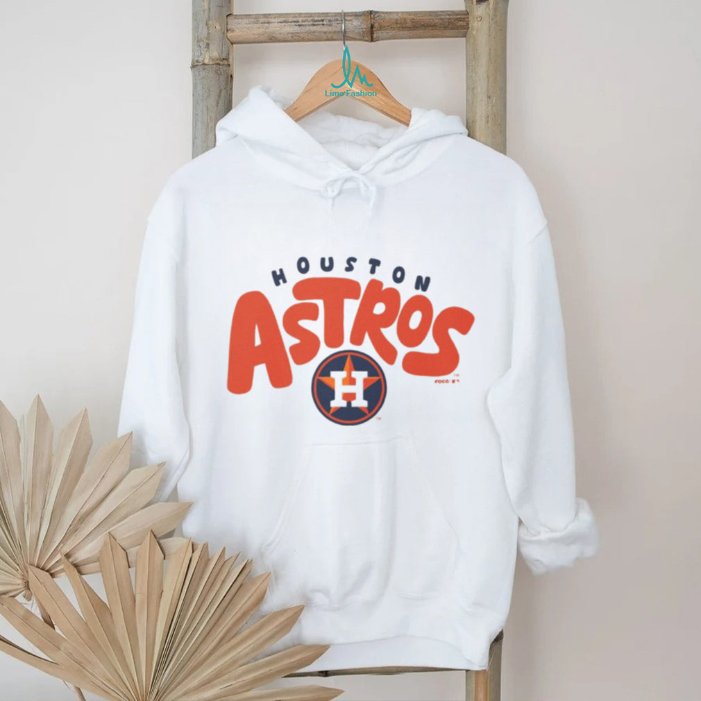 Houston Astros Oatmeal Heather Retro Wordmark Crewneck T shirt