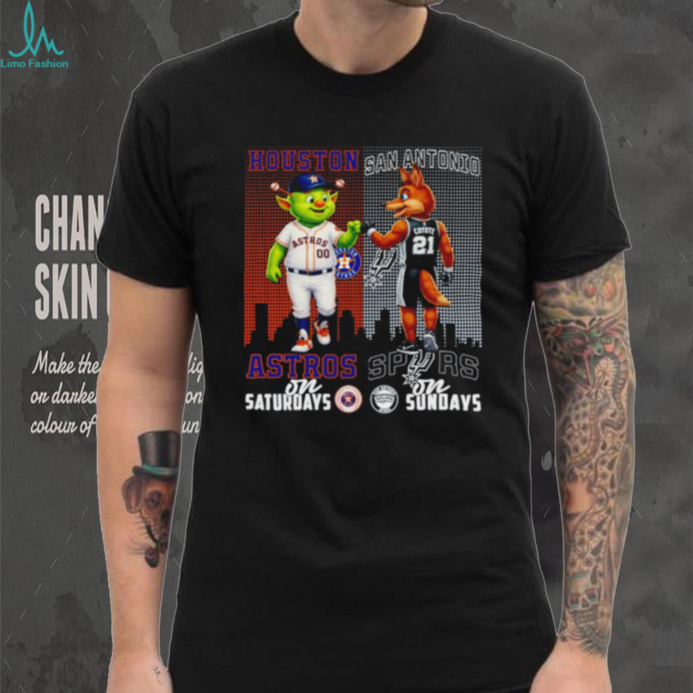 Houston Astros on Saturdays San Antonio Spurs on Sundays Texas Dual Fan T Shirt