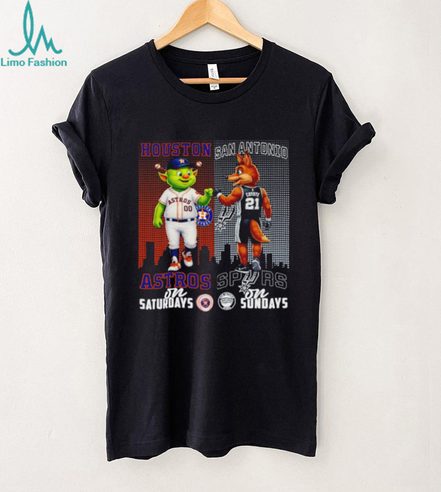 Houston Astros on Saturdays San Antonio Spurs on Sundays Texas Dual Fan T Shirt