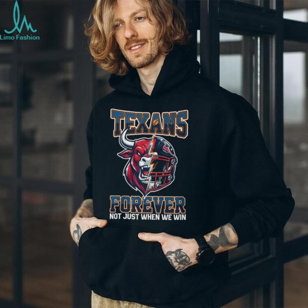 Houston Texans Forever Not Just When We Win Bull Mascot Split Helmet T Shirt