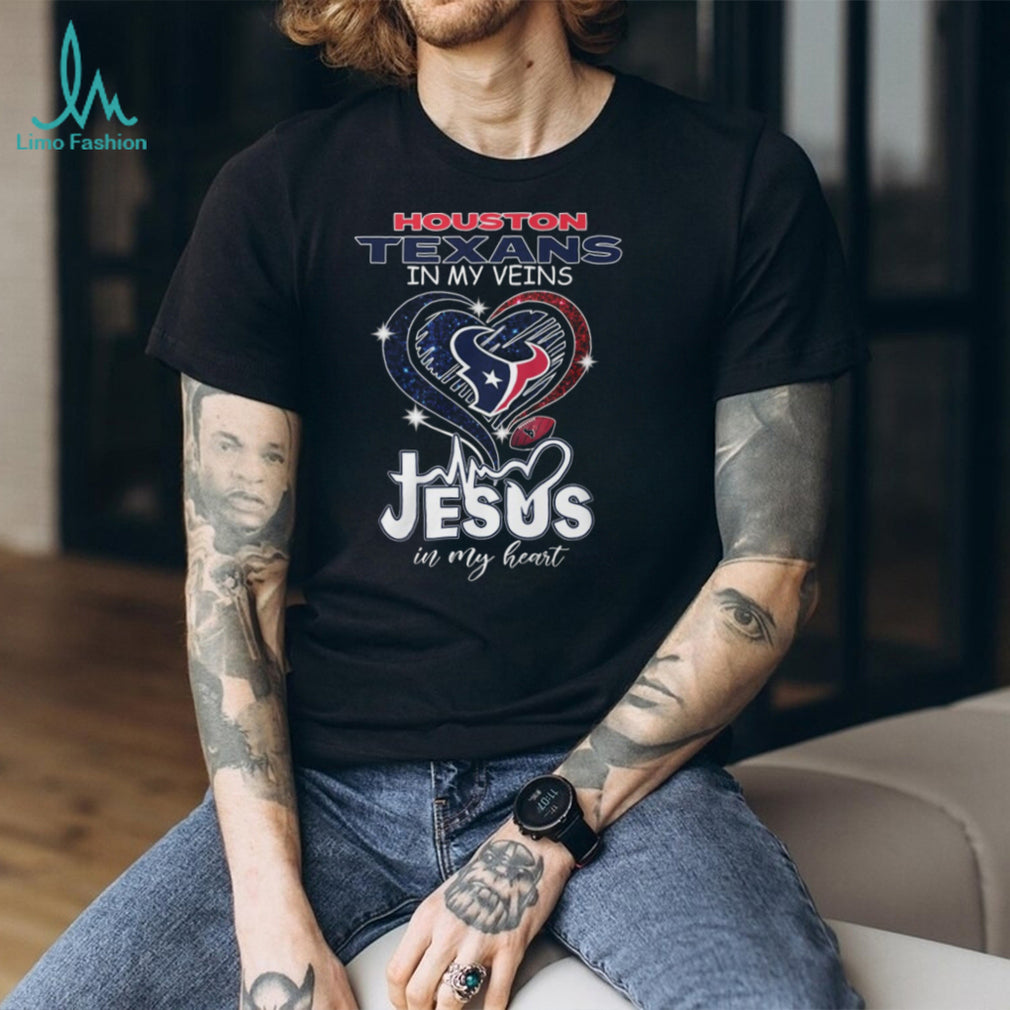 Houston Texans In My Veins Jesus In My Heart Football Faith T Shirt