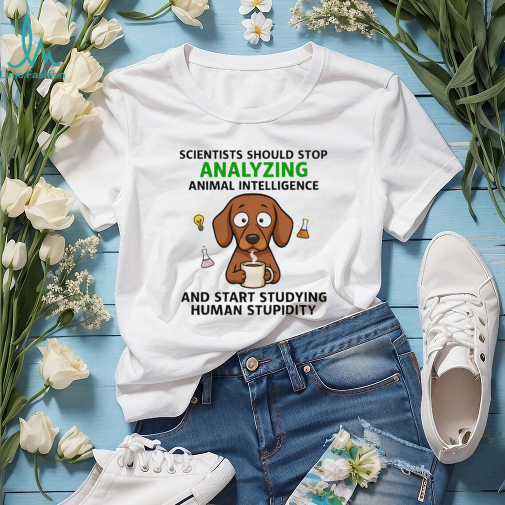 Human Stupidity vs Animal Intelligence Funny Dachshund T Shirt