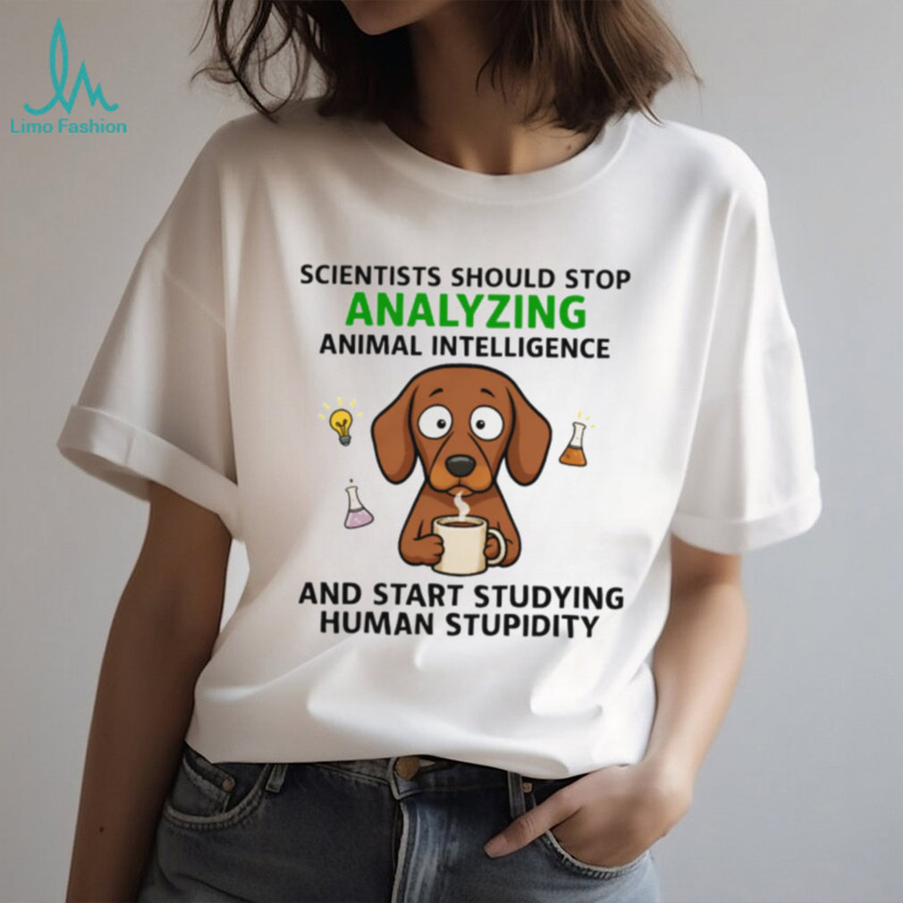 Human Stupidity vs Animal Intelligence Funny Dachshund T Shirt