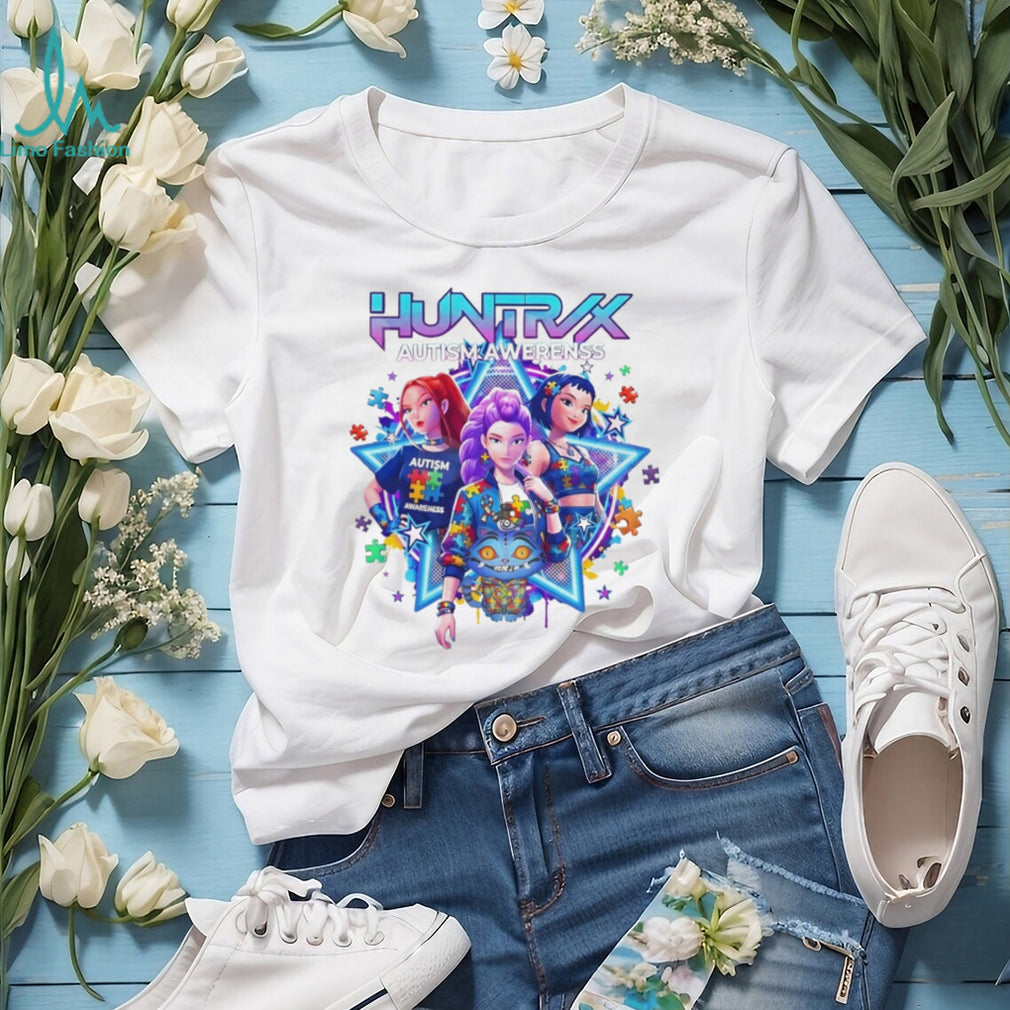 Huntrix Autism Awareness Colorful Puzzle Piece Anime Characters T Shirt